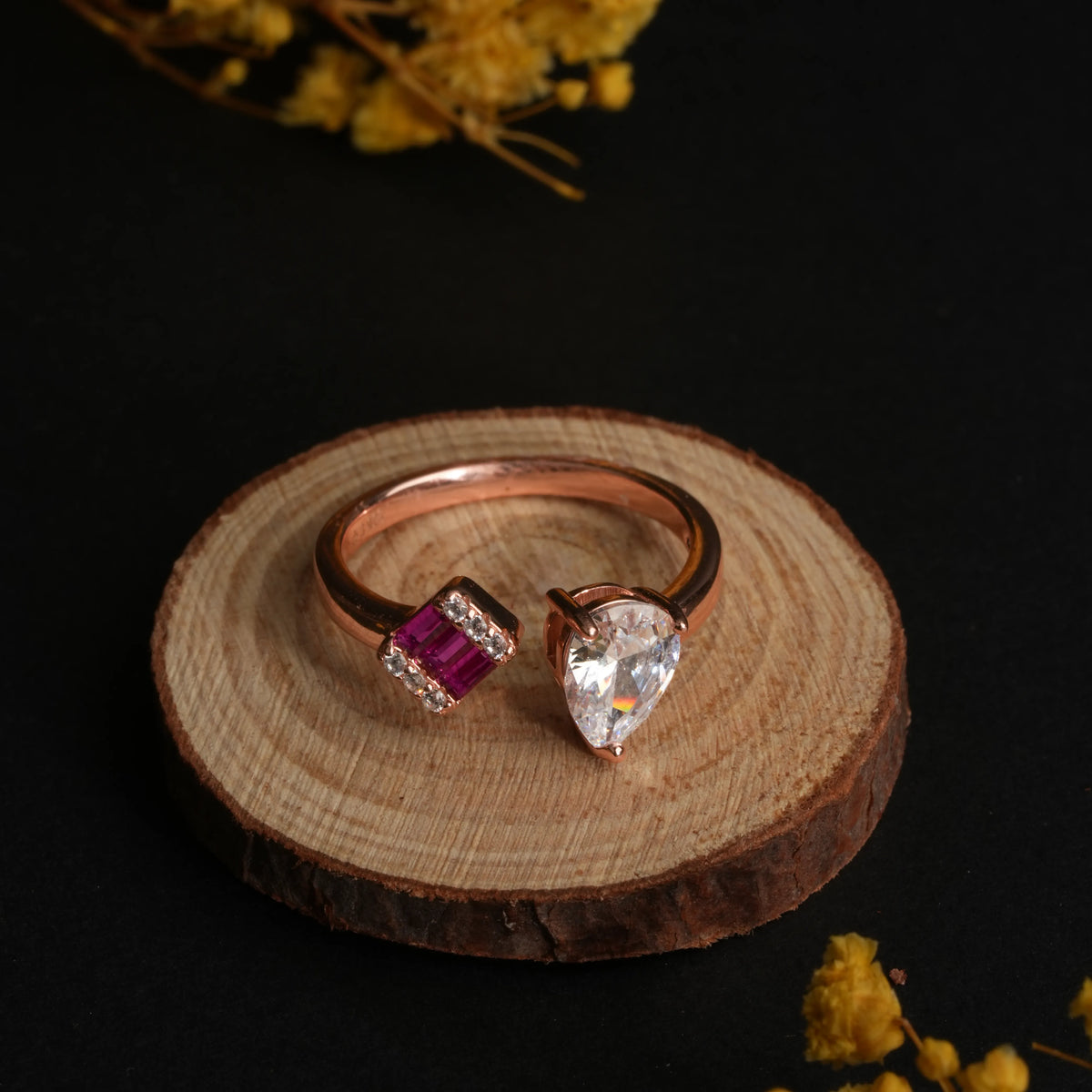 Dual sparkle open ring