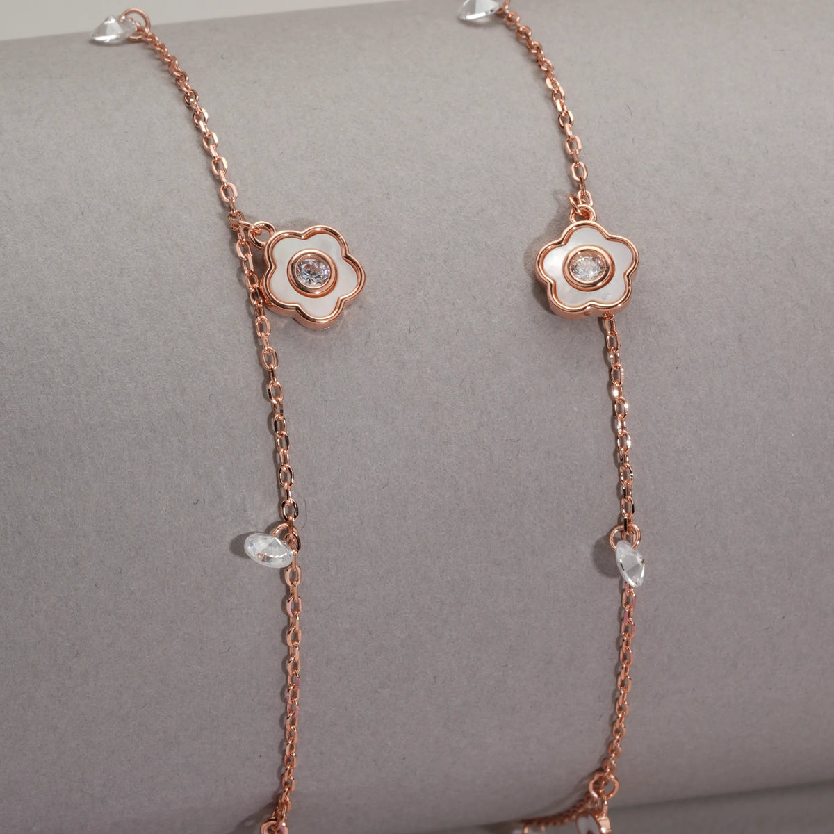 Floral charm anklets (set of 2)