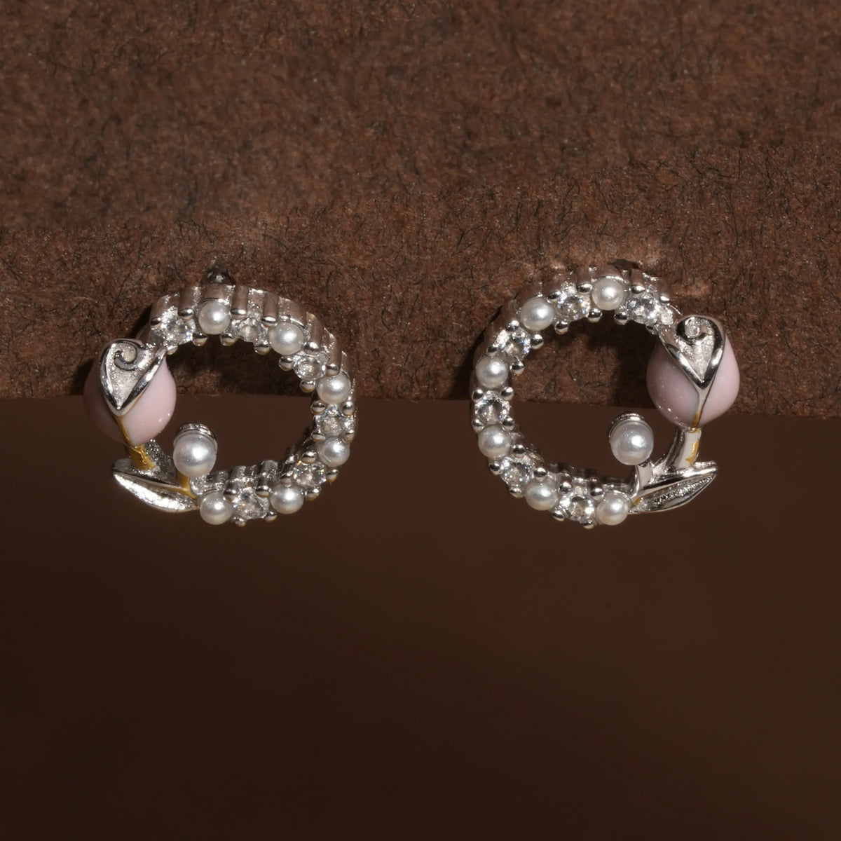 Rose bud pearl stud