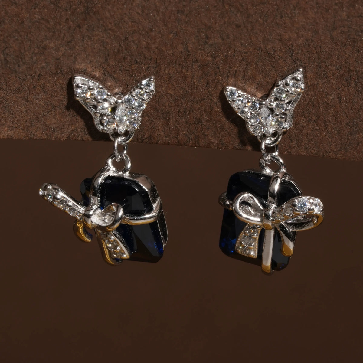 Midnight butterfly bow drops