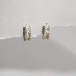 Load image into Gallery viewer, Pearl Edge Silver Hoops

