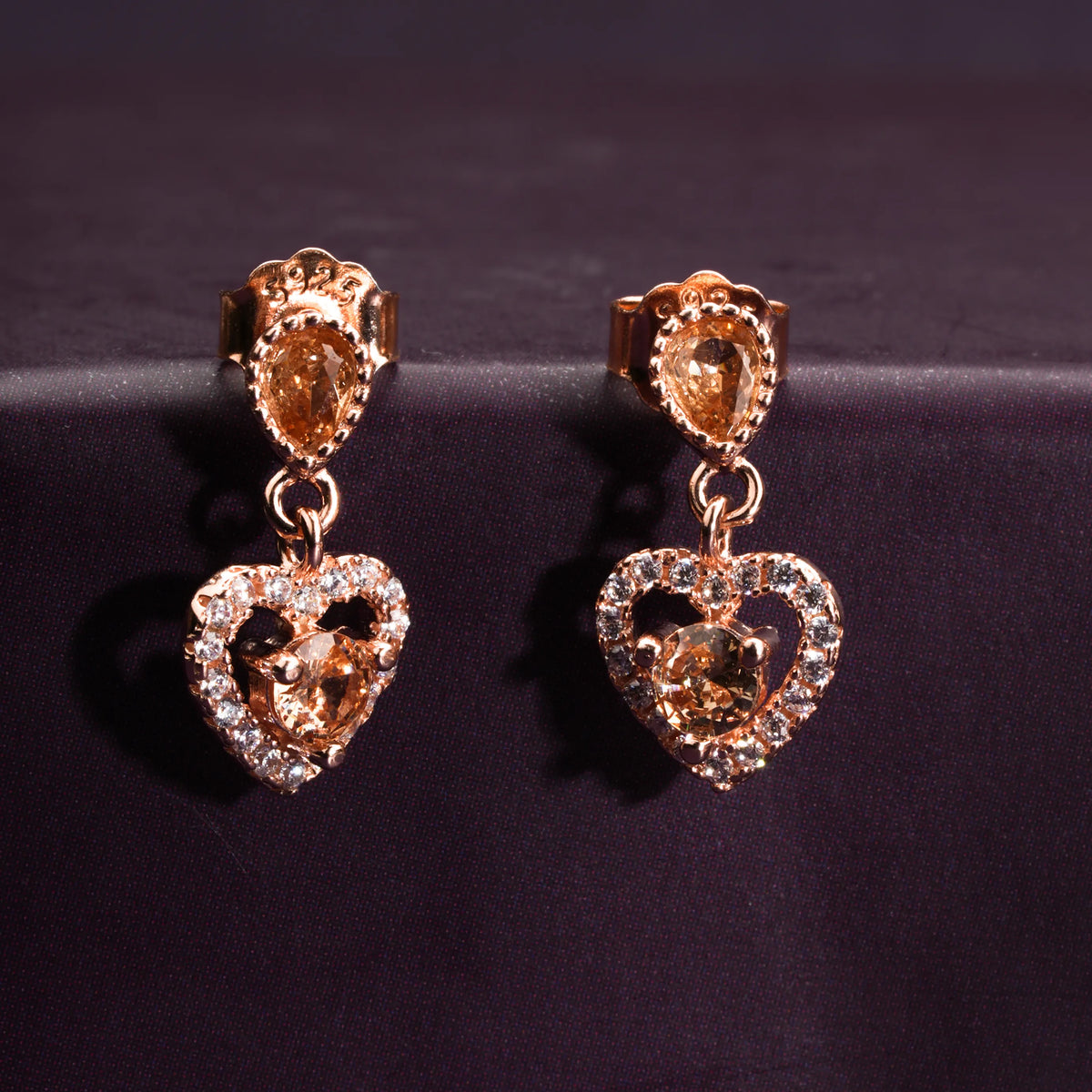 Golden hour heart studs