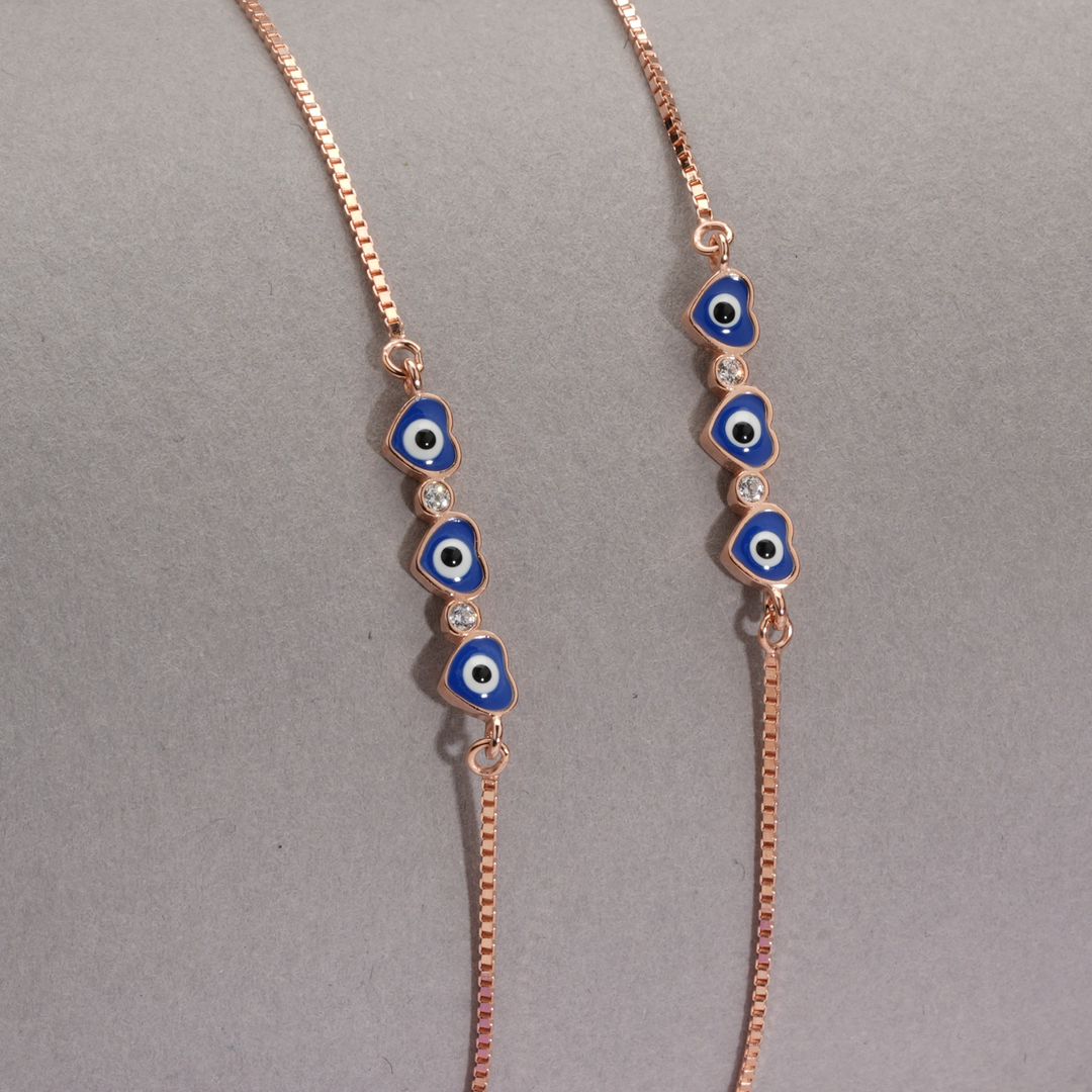 Evil Eye Heart Anklets (Set of 2)