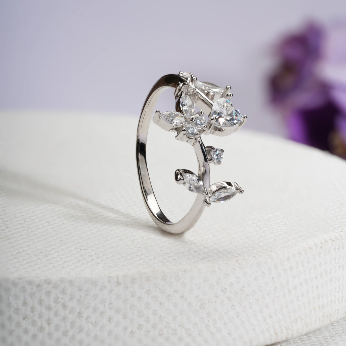 Floral gemstone ring