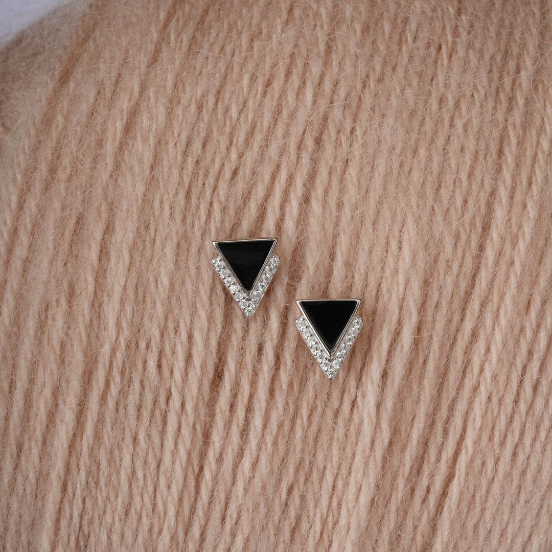 Black Chevron Studs