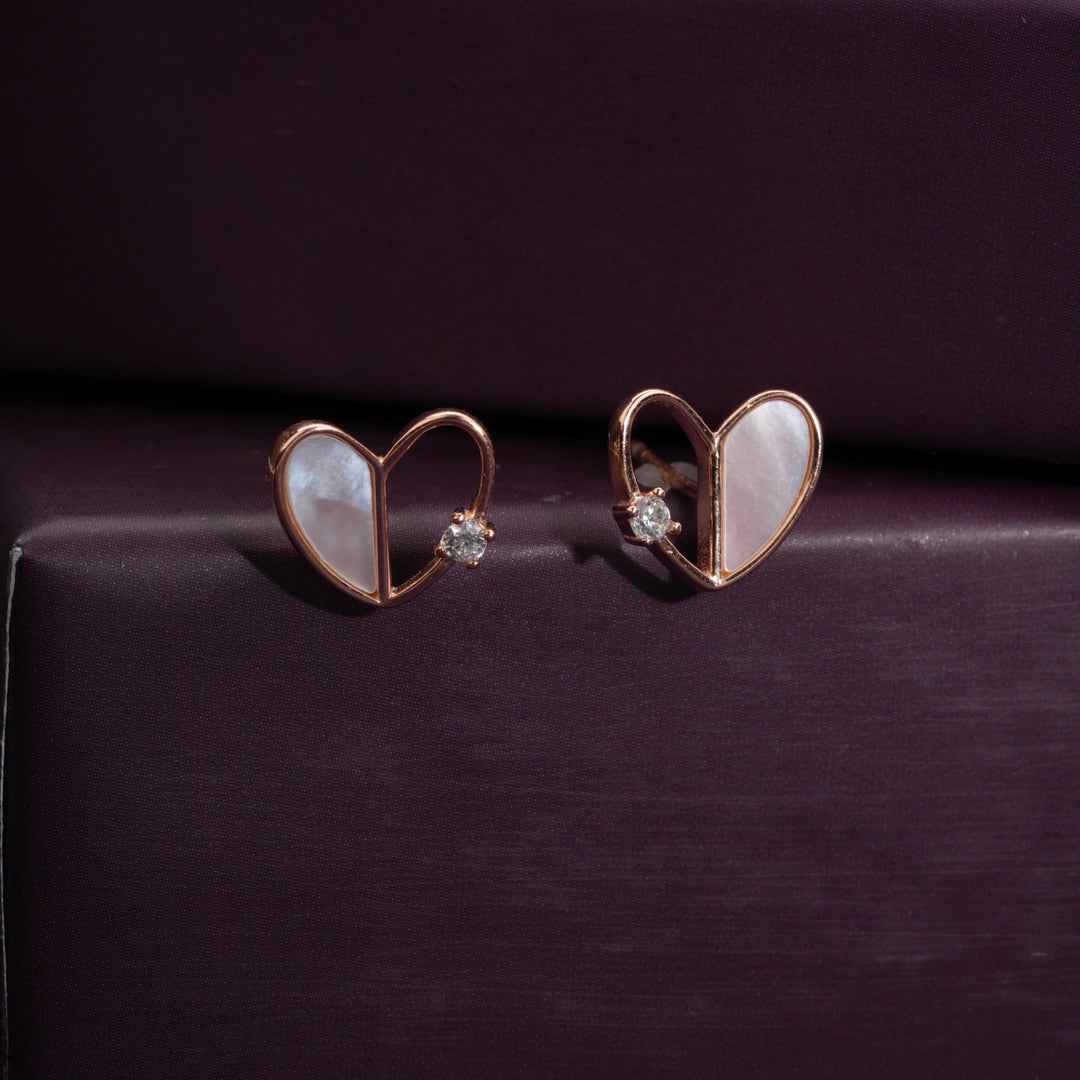 Mother-of-Pearl Heart Studs