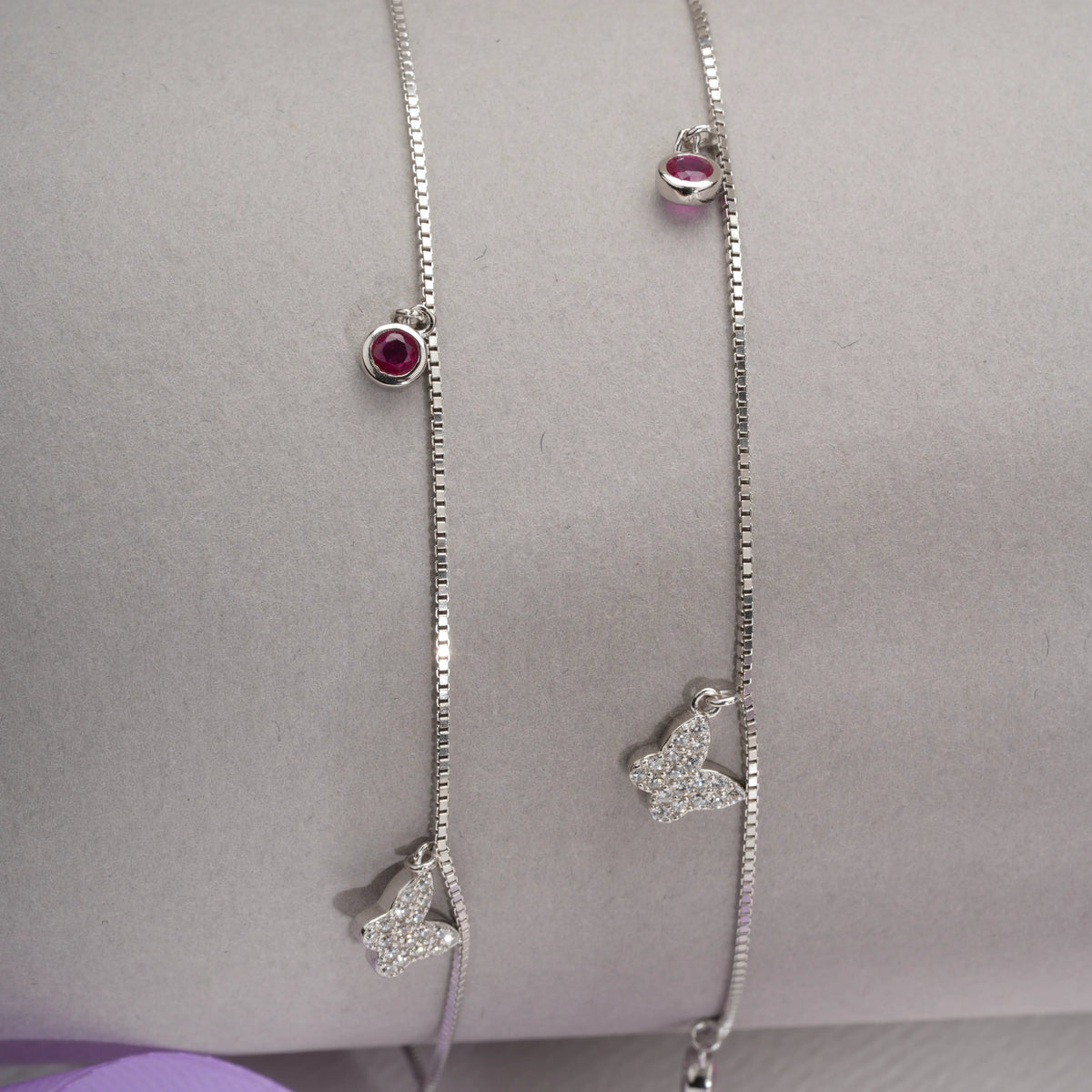 Butterfly charm anklets (set of 2)