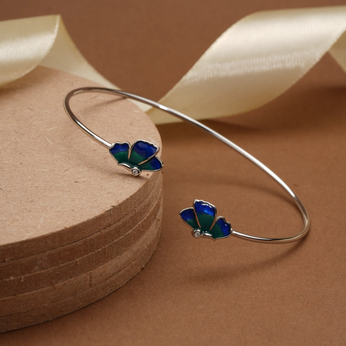 Blue green butterfly bracelet